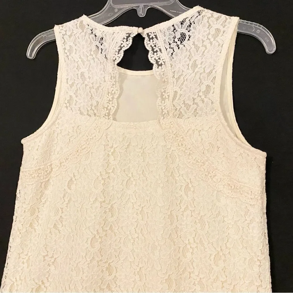 Monteau floral lace off-white cream mini dress or wear as tunic if you want.